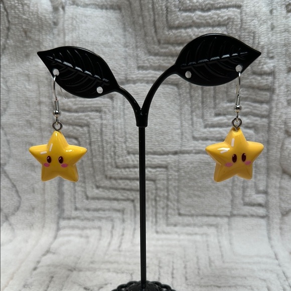Star Shaped Yellow Earrings - Picture 2 of 5